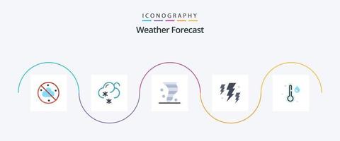 pack d'icônes météo plat 5, y compris la météo. pluie. climat. temps. énergie vecteur