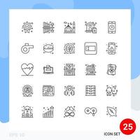 25 pack de lignes d'interface utilisateur de signes et symboles modernes du document d'application mosquée maison islam éléments de conception vectoriels modifiables vecteur