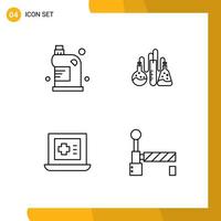 ensemble de 4 symboles d'icônes d'interface utilisateur modernes signes pour ordinateur portable propre liquide dope médecine éléments de conception vectoriels modifiables vecteur