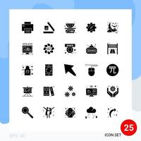 pack de 25 signes et symboles de glyphes solides modernes pour les supports d'impression Web tels que les éléments de conception vectoriels modifiables vecteur