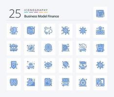 finance 25 pack d'icônes de couleur bleue, y compris la finance. distribution. prix. fonds. don vecteur