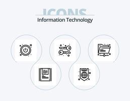 pack d'icônes de ligne de technologie de l'information 5 conception d'icônes. . réseau. réseau. l'Internet. serveur vecteur