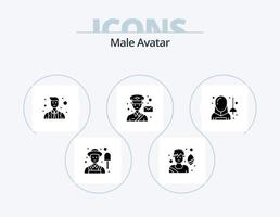 pack d'icônes de glyphe d'avatar masculin 5 conception d'icônes. escrime. escrime. officier. facteur. homme vecteur