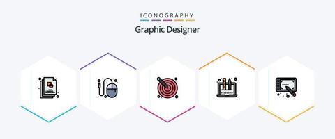 graphiste 25 pack d'icônes fillline, y compris graphique. conception. souris. la créativité. la créativité vecteur