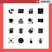 pack de 16 glyphes solides créatifs d'éléments de conception vectoriels modifiables de vue financière d'échelle d'argent de sécurité vecteur