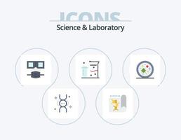 pack d'icônes plates scientifiques 5 conception d'icônes. micro-organismes. la biologie. lunettes. science. flacons vecteur