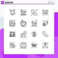 groupe de 16 contours des signes et des symboles pour les mathématiques de localisation les mathématiques mobiles aiment les éléments de conception vectoriels modifiables vecteur