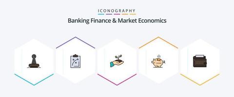 banque finance et économie de marché 25 pack d'icônes fillline, y compris la finance. charité. stratégique. croissance. marché vecteur