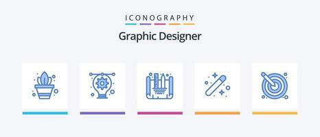 pack d'icônes de graphiste bleu 5, y compris créatif. flèche. création de plan. graphique. conception. conception d'icônes créatives vecteur