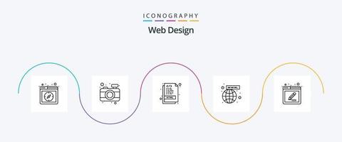 pack d'icônes de ligne de conception Web 5 comprenant des outils. page web. page. la toile. connexion vecteur