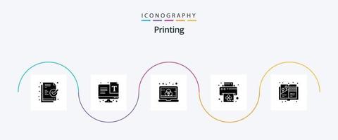 pack d'icônes de glyphe d'impression 5 comprenant un livre de peinture. conception. ordinateur. art. imprimer vecteur