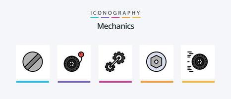 ligne de mécanique remplie de 5 packs d'icônes comprenant. avatar. service. conception d'icônes créatives vecteur