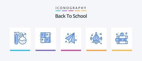 retour au pack d'icônes bleu 5 de l'école, y compris la pomme. éducation. retour à l'école. livre. éducation. conception d'icônes créatives vecteur