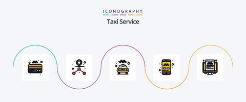 ligne de service de taxi remplie de 5 icônes plates, y compris l'écran. en voyageant. transport. Taxi. Taxi vecteur