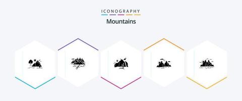 pack d'icônes de 25 glyphes de montagnes, y compris la colline. arbre. paysage. montagne. paysage vecteur