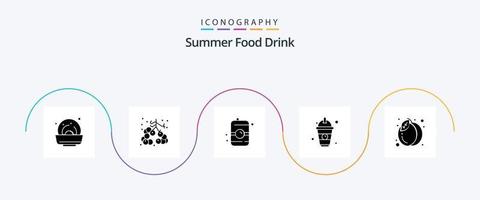 pack d'icônes de glyphe de boisson alimentaire d'été 5, y compris l'été. paquet. nourriture. jus. boire vecteur