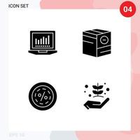 groupe de 4 signes et symboles de glyphes solides pour ordinateur portable e box moins ligne éléments de conception vectoriels modifiables vecteur