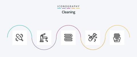 pack d'icônes de la ligne de nettoyage 5, y compris le ménage. nettoyage. faire le ménage. tuyau. nettoyage vecteur
