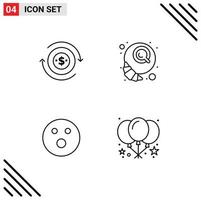 pack de 4 signes et symboles de couleurs plates modernes pour les supports d'impression Web tels que les éléments de conception vectoriels modifiables du jeu de croissants en dollars cash folf vecteur