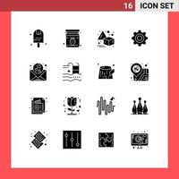 pack d'icônes vectorielles stock de 16 signes et symboles de ligne pour les éléments de conception vectoriels modifiables de base de l'engrenage du petit déjeuner vecteur