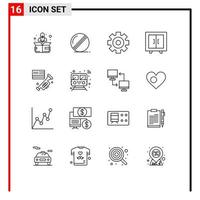 pack d'icônes vectorielles stock de 16 signes et symboles de ligne pour le drapeau de louange média mobilier scolaire éléments de conception vectoriels modifiables vecteur