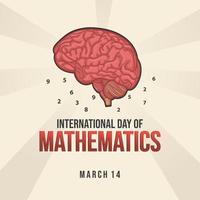 journée internationale des mathématiques. 14 mars. cerveau vecteur