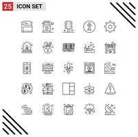 ensemble de 25 symboles d'icônes d'interface utilisateur modernes signes pour le réglage de l'accessibilité de la personne peigne éléments de conception vectoriels modifiables vecteur