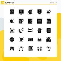25 concept de glyphe solide pour les sites Web mobiles et les applications programmation de sécurité heureuse optimisation de l'emplacement éléments de conception vectoriels modifiables vecteur