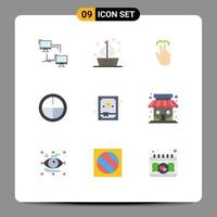 ensemble de 9 symboles d'icônes d'interface utilisateur modernes signes pour les éléments de conception vectoriels modifiables mobiles de l'onglet de navire de l'armée militaire vecteur