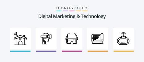 pack d'icônes de la ligne 5 de marketing numérique et de technologie, y compris le matériel. ordinateur portable. brancher. technologie. penser. conception d'icônes créatives vecteur