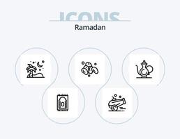 pack d'icônes de ligne ramadan 5 conception d'icônes. musulman. Islam. livre. croissant. prier vecteur