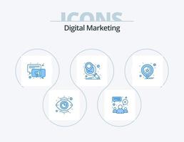 pack d'icônes bleu marketing numérique 5 conception d'icônes. entreprise. Plans. conversation. emplacement. Planning marketing vecteur