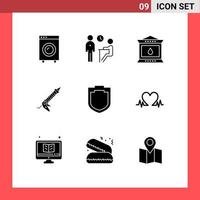 ensemble de 9 symboles d'icônes d'interface utilisateur modernes signes pour la construction pistolet personnes scellant lanterne éléments de conception vectoriels modifiables vecteur