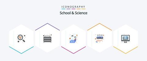 pack d'icônes plates école et science 25, y compris en ligne. se soucier. chimie. tubes. chimique vecteur