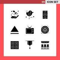 ensemble de 9 symboles d'icônes d'interface utilisateur modernes signes pour la science atome préféré montre mobile télévision éléments de conception vectoriels modifiables vecteur