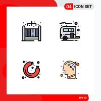 groupe de 4 signes et symboles de couleurs plates remplies pour les éléments de conception vectoriels modifiables de tête de transport de camp de magasin à domicile vecteur