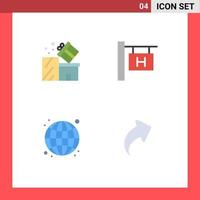 4 interface utilisateur pack d'icônes plates de signes et symboles modernes de cadeau internet shopping voyage web éléments de conception vectoriels modifiables vecteur