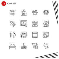 pack d'interface utilisateur de 16 contours de base d'éléments de conception vectoriels modifiables de bureau de spa de lieu d'équipe vecteur