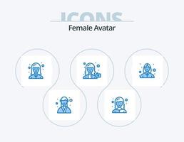 pack d'icônes bleu avatar féminin 5 conception d'icônes. utilisateur. femme. développeur web. caméra. femme vecteur