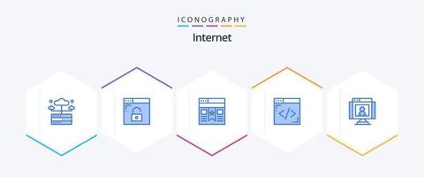 pack d'icônes bleu internet 25, y compris la technologie. appel. signet. lignes. codage vecteur