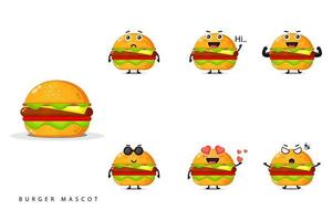 ensemble de conception de mascotte burger mignon vecteur