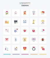 pack d'icônes plat créatif valentine 25 tel que la carte. jour. cœur. valentines. en attendant vecteur