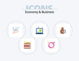 pack d'icônes plat économie et affaires 5 conception d'icônes. dollar. architecture. la toile. développement vecteur