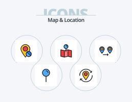 pack d'icônes remplies de carte et de ligne de localisation 5 conception d'icônes. . emplacement. vecteur