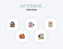 pack d'icônes remplies de ligne de la saint-valentin 5 conception d'icônes. aimer. valentines. arc. Valentin. cravate vecteur