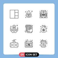 pack d'icônes vectorielles stock de 9 signes et symboles de ligne pour l'architecture d'entreprise livrable santé islam éléments de conception vectoriels modifiables rapides vecteur