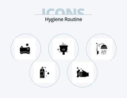pack d'icônes de glyphe de routine d'hygiène 5 conception d'icônes. douche. salle de bains. hygiénique. laver. nettoyage vecteur