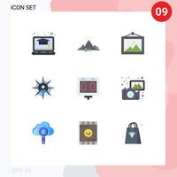 9 concept de couleur plate pour les sites Web mobiles et les applications tableau de bord sportif compétition de photo mise en réseau éléments de conception vectoriels modifiables vecteur