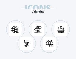 pack d'icônes de la ligne de la saint-valentin 5 conception d'icônes. diamant. cœur. mariage. aimer. feu vecteur