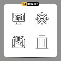 groupe de 4 couleurs plates modernes remplies pour la programmation d'entreprise architecture de conception kpi éléments de conception vectoriels modifiables vecteur